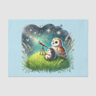 Cute woodland animals decoupage owl hedgehog tissue paper