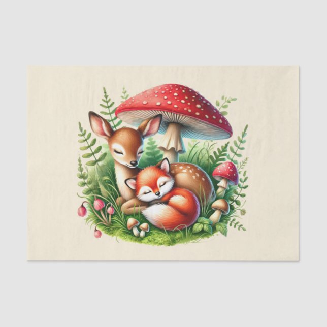 Cute woodland animals deer fox tissue paper (Front)