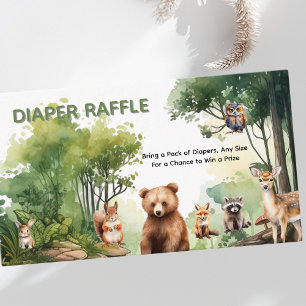 Cute Woodland Animals Diaper Raffle for Baby Enclosure Card