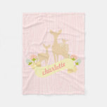 Cute Woodland Animals Fawn &amp; Flowers Personalized Fleece Blanket at Zazzle