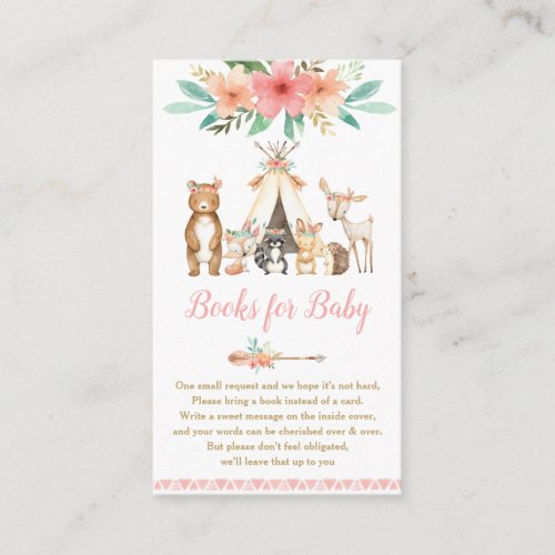 Cute Woodland Animals Floral Bring Books for Baby Enclosure Card