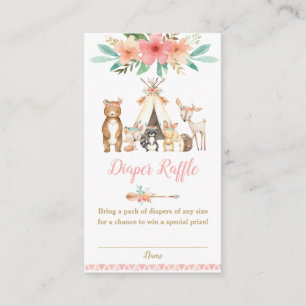 Cute Woodland Animals Floral Diaper Raffle Enclosure Card