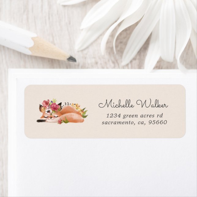 Cute Woodland Animals Floral Fox Return Adress Label (Insitu)