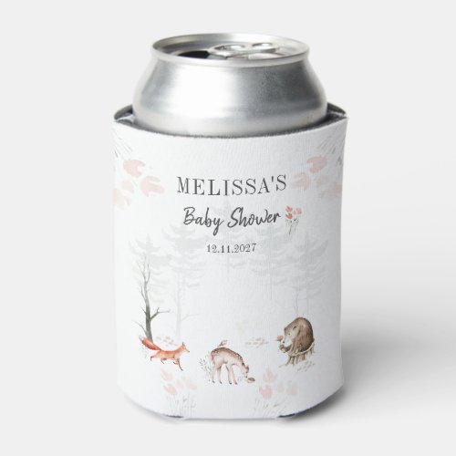 Cute Woodland Animals Forest Baby Shower Can Cooler