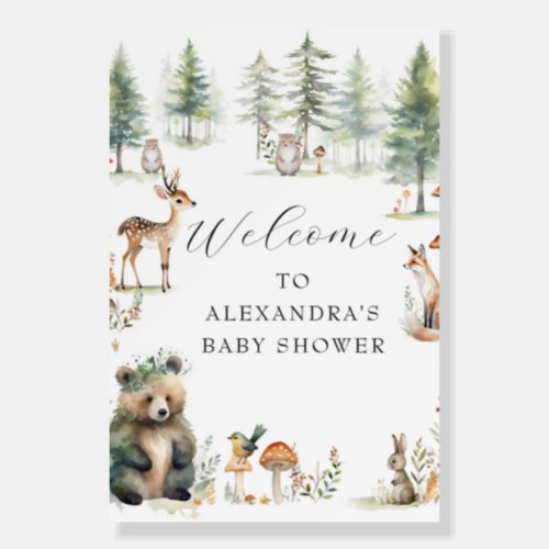 Cute Woodland Animals Forest Bear Deer Baby Shower Foam Board