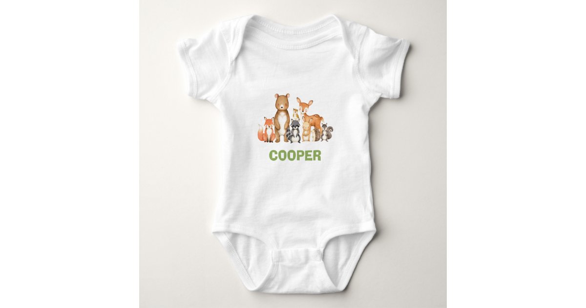 Cute Woodland Animals Forest Boy Baby Bodysuit Zazzle