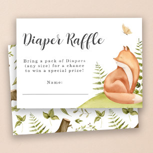 Cute Woodland Animals Fox Diaper Raffle  Enclosure Card