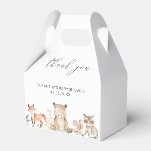 Cute Woodland Animals Gender Neutral Baby Shower Favor Boxes