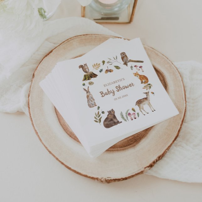 Cute Woodland Animals Gender Neutral Baby Shower Napkins (Creator Uploaded)