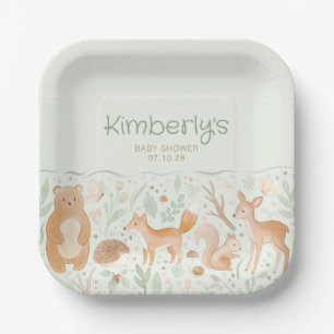 Cute Woodland Animals Gender Neutral Baby Shower  Paper Plates