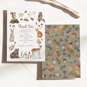 Cute Woodland Animals Gender Neutral Baby Shower Thank You Card