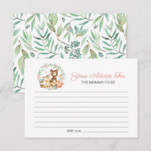 Cute Woodland Animals Greenery Baby Shower Advice Invitation