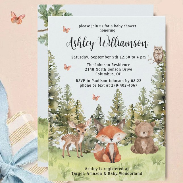 Cute Woodland Animals Greenery Baby Shower Invitation (Creator Uploaded)