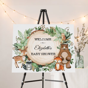 Cute Woodland Animals Greenery Baby Shower Welcome Foam Board