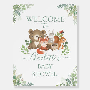 Cute Woodland Animals Greenery Baby Shower Welcome Foam Board