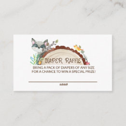Cute Woodland Animals Greenery Diaper Raffle Enclosure Card