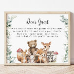 Cute Woodland Animals Greenery Thumbprint Sign<br><div class="desc">Matching guest thumbprint tree sign/ poster https://www.zazzle.com/woodland_animals_greenery_thumbprint_guestbook-256231215103826013
(c) Somerset Fine Paperie</div>