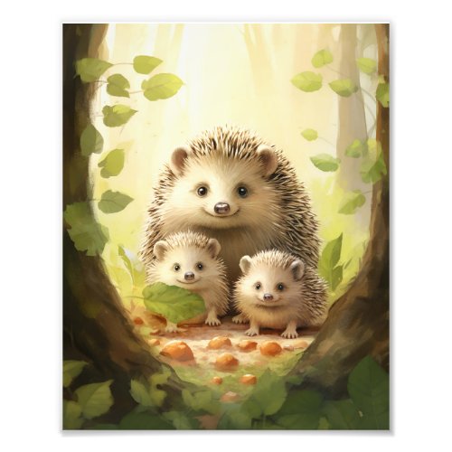 Cute Woodland Animals Hedgehog Kids Room Wall Art