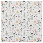 Cute Woodland Animals &amp; Indian Boy Pattern Fabric