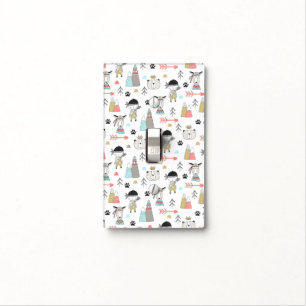 Cute Woodland Animals & Indian Boy Pattern Light Switch Cover