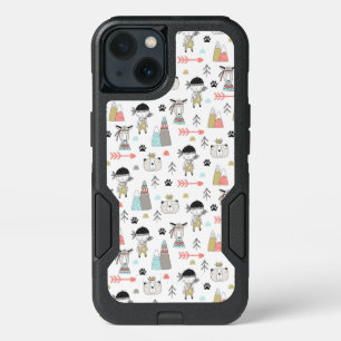 Cute Woodland Animals & Indian Boy Pattern iPhone 13 Case