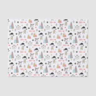 Cute Woodland Animals & Indian Boy Pattern Tissue Paper