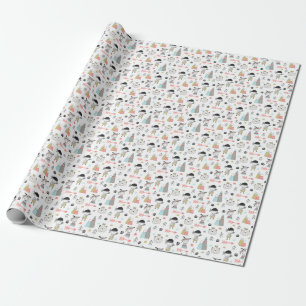 Cute Woodland Animals & Indian Boy Pattern Wrapping Paper