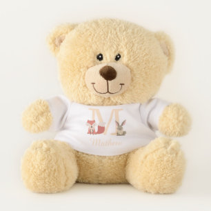 Cute Woodland Animals Initial Monogram Teddy Bear