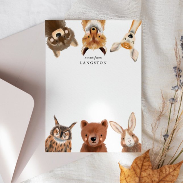 Cute Woodland Animals Kids Note Card (Creator Uploaded)