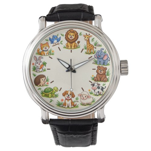 Cute Woodland Animals Kids Nursery Wall Clock Watch