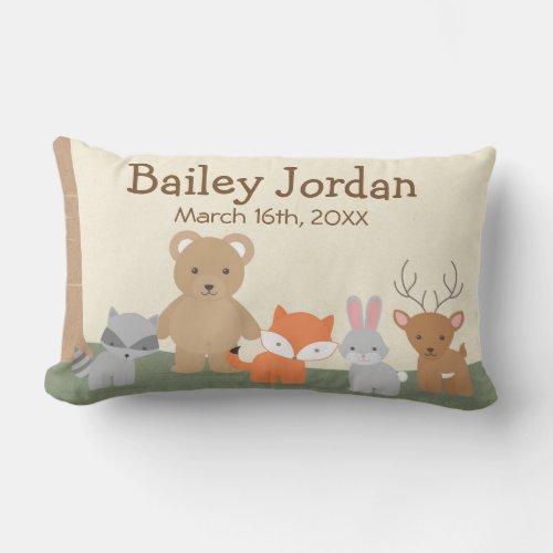 Cute Woodland Animals Lumbar Pillow