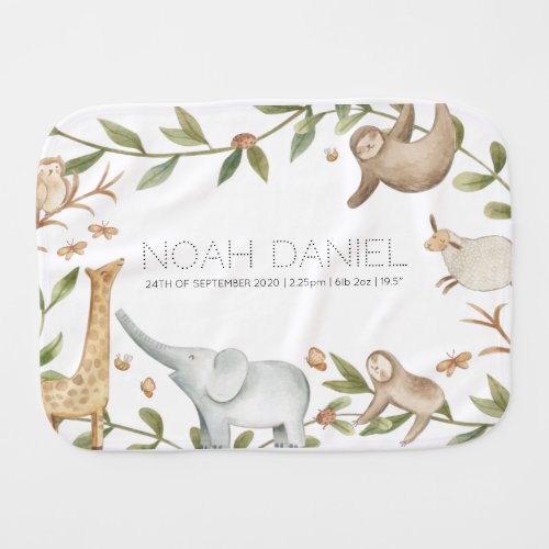 Cute woodland animals newborn baby gift baby burp cloth