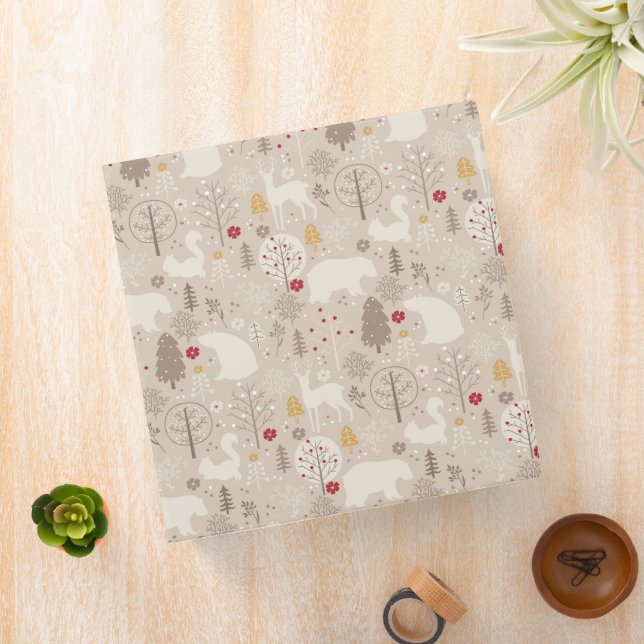 Cute Woodland Animals Nordic Pattern 3 Ring Binder (In Situ)