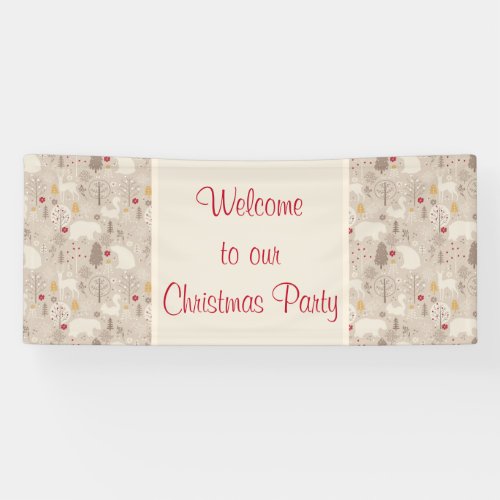Cute Woodland Animals Nordic Pattern Christmas Banner
