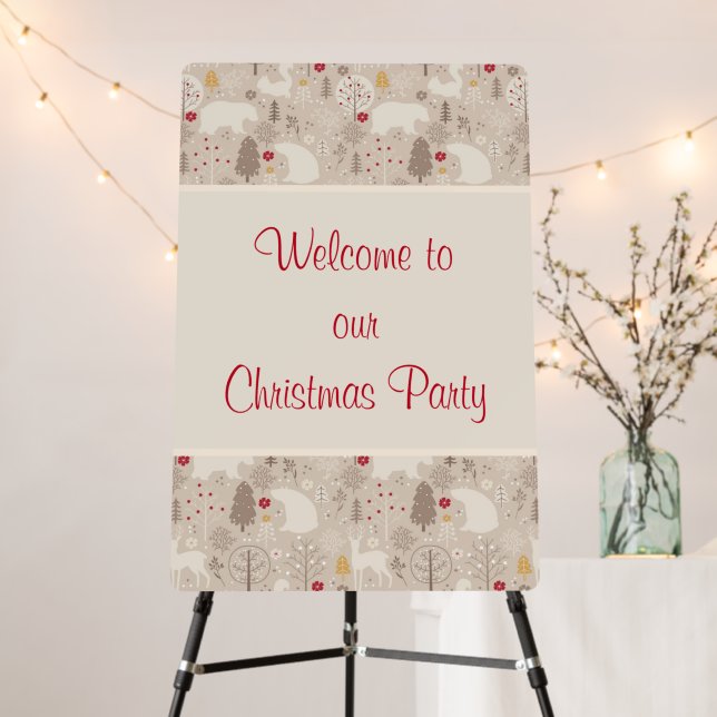 Cute Woodland Animals Nordic Pattern Christmas Foam Board (In Situ (Stand))