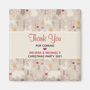 Cute Woodland Animals Nordic Pattern Christmas Magnet