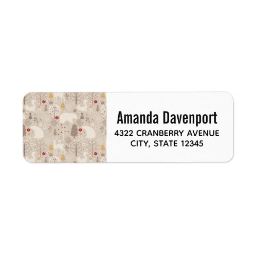 Cute Woodland Animals Nordic Pattern  Label