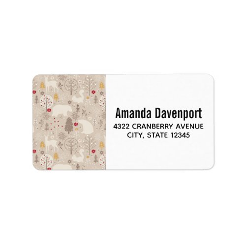 Cute Woodland Animals Nordic Pattern Label