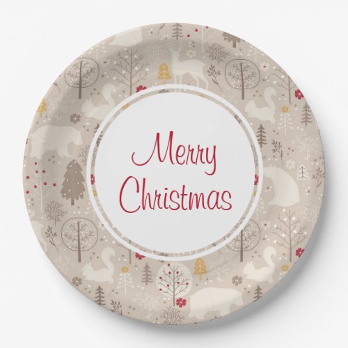 Cute Woodland Animals Nordic Pattern Paper Plates