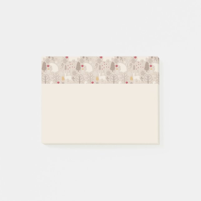 Cute Woodland Animals Nordic Pattern Post-it Notes (Front)