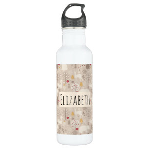 Cute Woodland Animals Nordic Pattern Stainless Steel Water Bottle