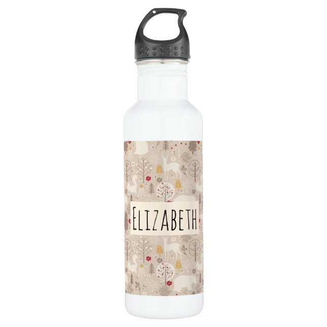 Cute Woodland Animals Nordic Pattern Stainless Steel Water Bottle (Front)