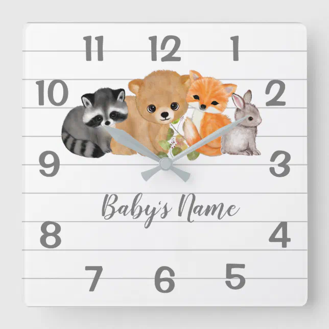 Cute Woodland Animals Nursery Decor Wall Clocks Zazzle