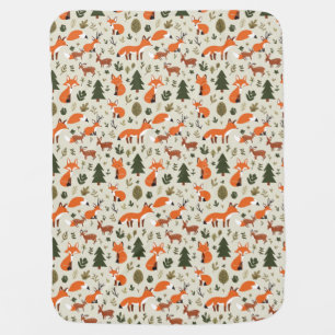 Cute Woodland Animals Pattern Baby Blanket