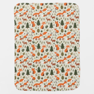 Cute Woodland Animals Pattern Baby Blanket