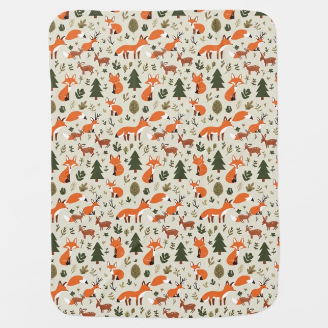 Cute Woodland Animals Pattern Baby Blanket (Front)