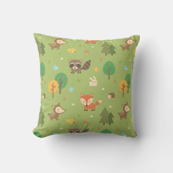 Cute Woodland Animals Pattern Kids Room Decor Throw Pillow by RustyDoodle at Zazzle