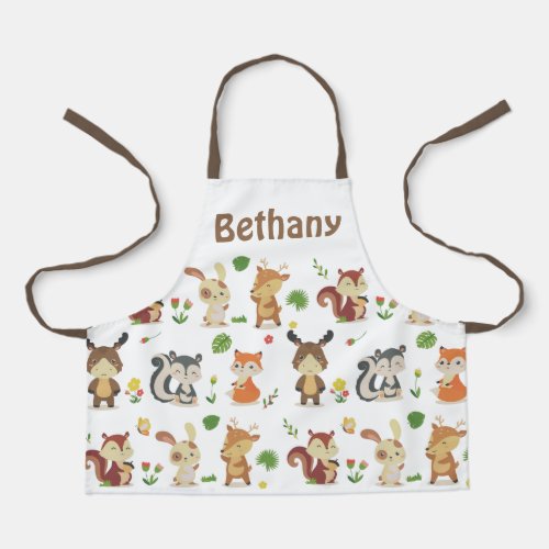 Cute Woodland Animals Pattern Personalised Apron