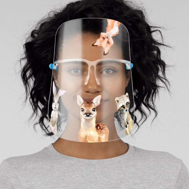 Cute Woodland Animals Peek a boo For kids Face Shield (Insitu)