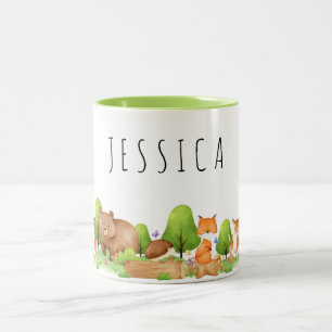 Cute woodland animals personalised kids mug